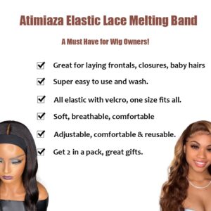 Atimiaza 2 Pcs Elastic Bands for Wig, Lace Melting Edge Wrap to Lay Edges (Black, Pack of 2)