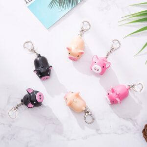 YYaaloa 3pcs Piggy Design Keychains Led Keychains Flashlight Sound Rings Creative Kids Toys Pig Cartoon Sound Light Key chains with key rings