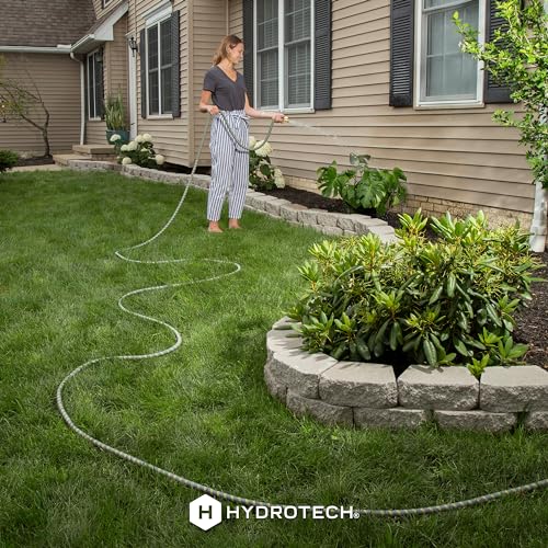 HydroTech 100 ft Expandable Garden Hose - Burst Proof & Lightweight, Flexible Water Hose with Durable Reinfordced Latex Core & Solid Brass Fittings for Lawn, Garden, Car Washing