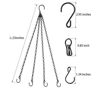 Hanging Baskets Chains 23 Inches 4 Leads Hanging Chains Flower Pot Hanger Replacement Plant Hangers for Planters and Lanterns, Pack of 3 (4 Legs)