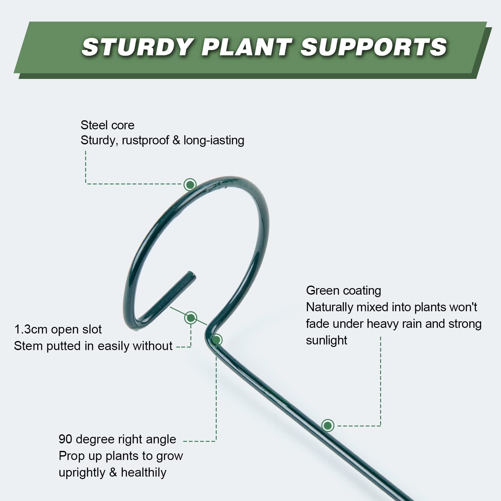 Joyhalo 12 Pack Plant Stakes, 16 Inch Plant Support Stakes, Plant Sticks Support with 24 Twist Ties, Flower Stakes for Plants Peony, Amaryllis, Marigold, Coreopsis, Tomato Seedling, Sapling Etc