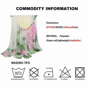 Acotavie Scarfs for Women Lightweight Print Floral Pattern Scarf Fashion Scarves Sunscreen Wraps Shawls (Lotus&Green)