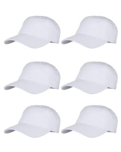 gelante cotton twill washed unstructure baseball cap - adjustable blank hat for men women - wholesale bulk lot 6 pack (white)