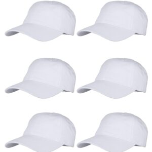 Gelante Cotton Twill Washed Unstructure Baseball Cap - Adjustable Blank Hat for Men Women - Wholesale Bulk Lot 6 Pack (White)