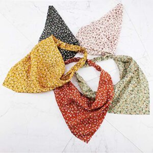 TOBATOBA Floral Hair Scarf Headband 5 Pcs Hair Bandanas Chiffon Boho Headbands for Women Elastic Head Bandana for Women Girls Hair Accessories