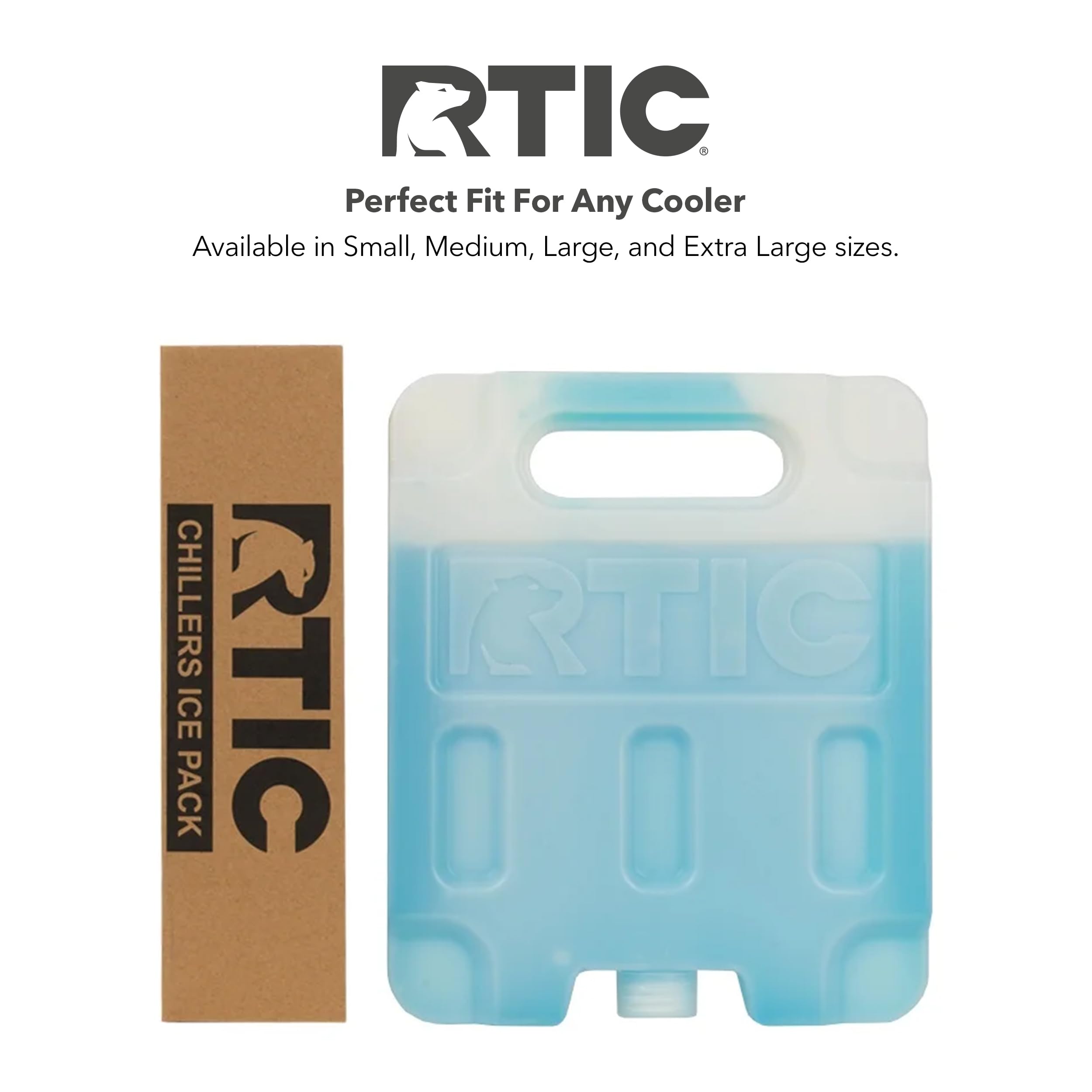 RTIC Refreezable Reusable Cooler Ice Packs Cold Ice Chest Pack Long-Lasting with Break-Resistant Design, for Food and Drink, Perfect for Travel and Storage, Large (2 Pack)