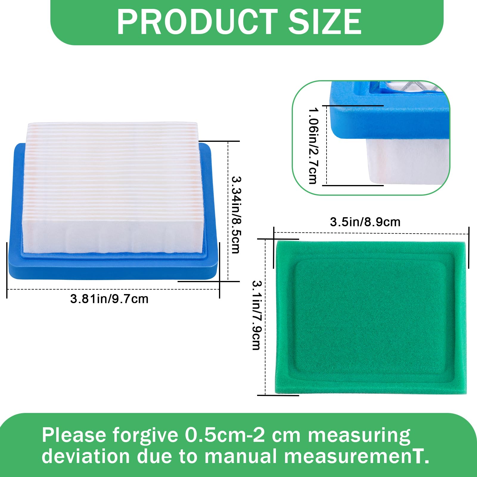 36046 Air Filter & 36634 Pre Filter Replacement for Tecumseh OH95 OH195 OHH50 OHH55 OHH60 OHH65 VLV50 VLV55 VLV60 VLV66 Vlv126 4&5.5 Hp Engines