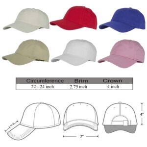 Gelante Cotton Twill Washed Unstructure Baseball Cap - Adjustable Blank Hat for Men Women - Wholesale Bulk Lot 6 Pack (White)