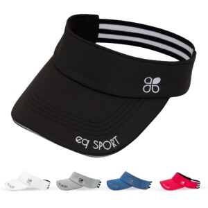 eq sport sun visors for women and men - stretchy elastic band golf and tennis visors for women - black sport visor hats