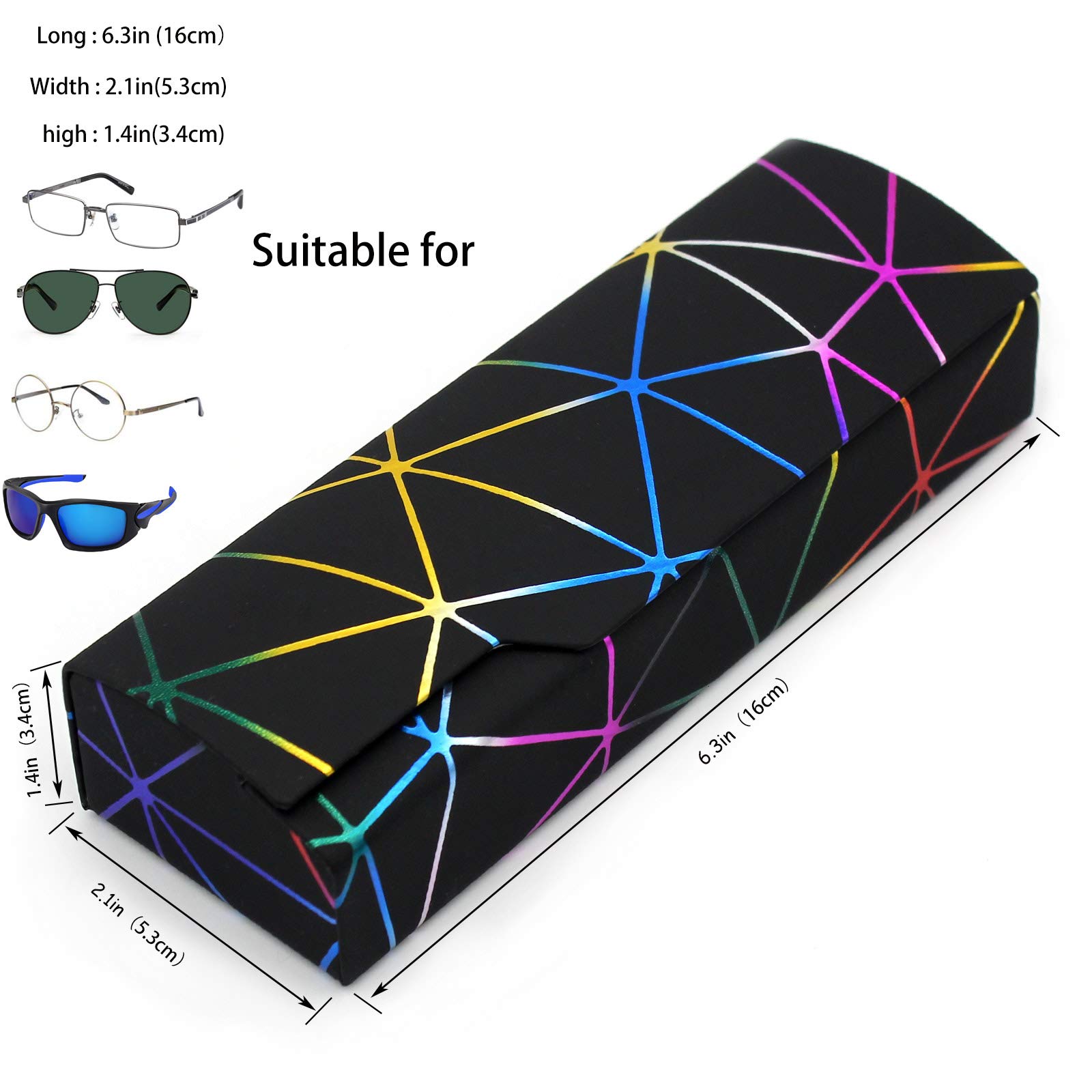 Abwuulq- lattice dazzling glasses case,Portable protective case for glasses，Fashion glasses rigid cover,unisex… (black)