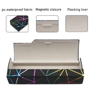 Abwuulq- lattice dazzling glasses case,Portable protective case for glasses，Fashion glasses rigid cover,unisex… (black)