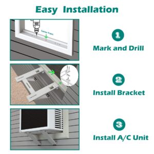 Daisypower Window AC Support Brackets,Up to 200lbs,Fits 9000 to 24000 BTU Air Conditioner Units,Heavy Duty 2 Arms Stable Structure