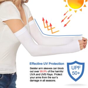 beister UV Protection Cooling Arm Sleeves, Women Men Summer Outdoor Sunblock Arm Cover with Thumb Hole