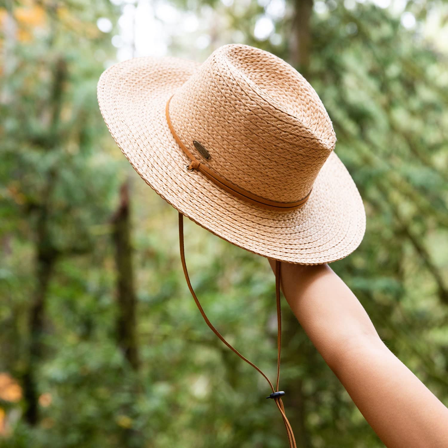 Panama Jack Women's Sun Hat - Paper Braid Straw, Safari, 3 1/2" Big Brim (Tea)