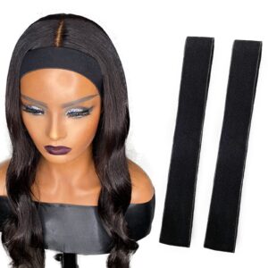 atimiaza 2 pcs elastic bands for wig, lace melting edge wrap to lay edges (black, pack of 2)