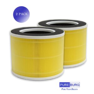 PUREBURG RP-AP088 Replacement Filters Compatible with RENPHO RP-AP088-F1 Fits RP-AP088W RP-AP088B Air Purifiers,2-Pack H13 HEPA Activated Carbon 2-in-1