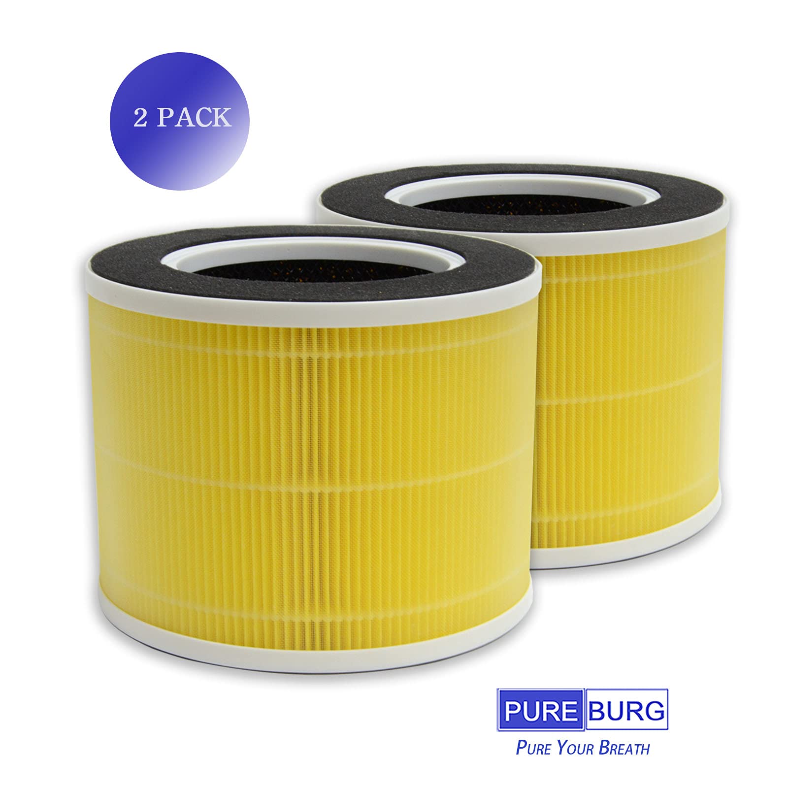 PUREBURG RP-AP088 Replacement Filters Compatible with RENPHO RP-AP088-F1 Fits RP-AP088W RP-AP088B Air Purifiers,2-Pack H13 HEPA Activated Carbon 2-in-1