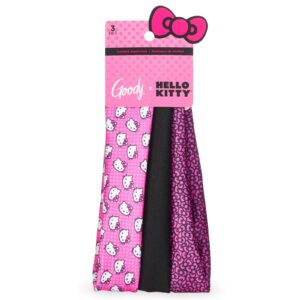 goody x hello kitty ouchless headband - 3 count, assorted - comfort fit for all day wear - for all hair types - hair accessories