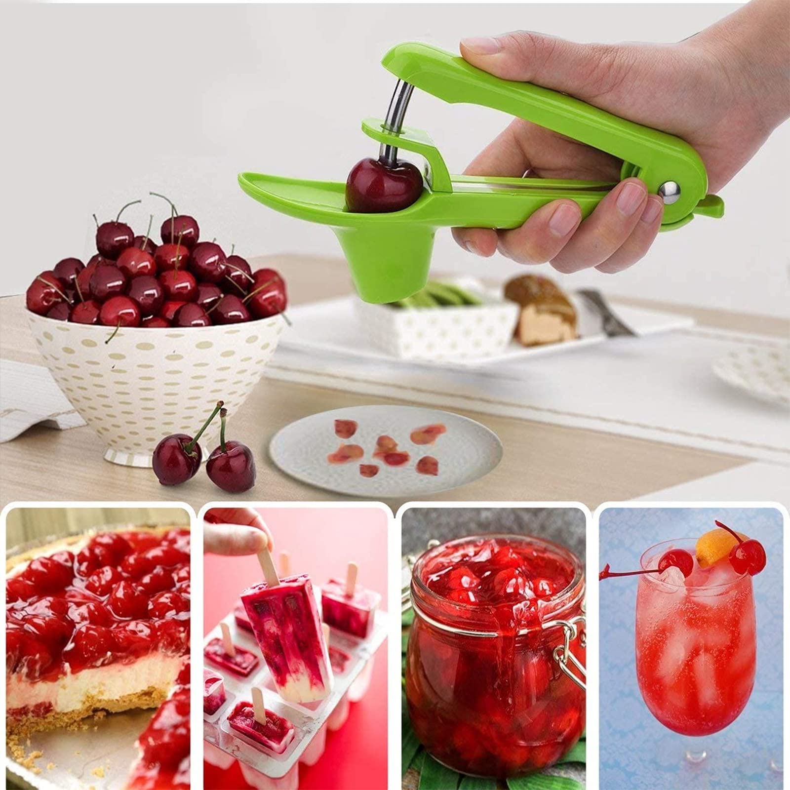 Cherry Pitter Olive Pitter Tool, Cherry Pitter Remover, Fruit Pit Core Remover with Space-Saving Lock Design for Make Fresh Cherry Dishes, Cherry Pie and Jam and Cocktail Cherries