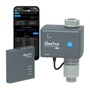 linktap g2s wireless water timer & gateway - smart sprinkler timer for garden, better range than wifi hose timer, real-time fault detection & notification, weather adaptive, ip66, 2-year warranty