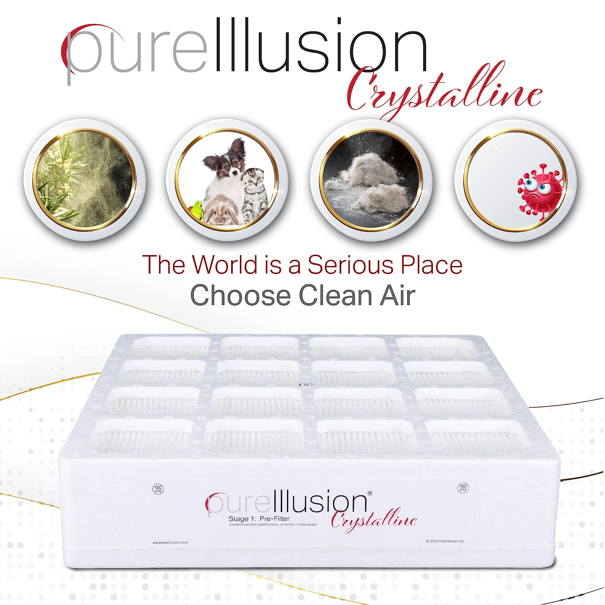 PureIllusion Scientifically Tested PreFilter for IQAir HealthPro Series Air Purifier - Ultra Premium Filter fits PreMax Module - Genuine Crystalline Pre Filter