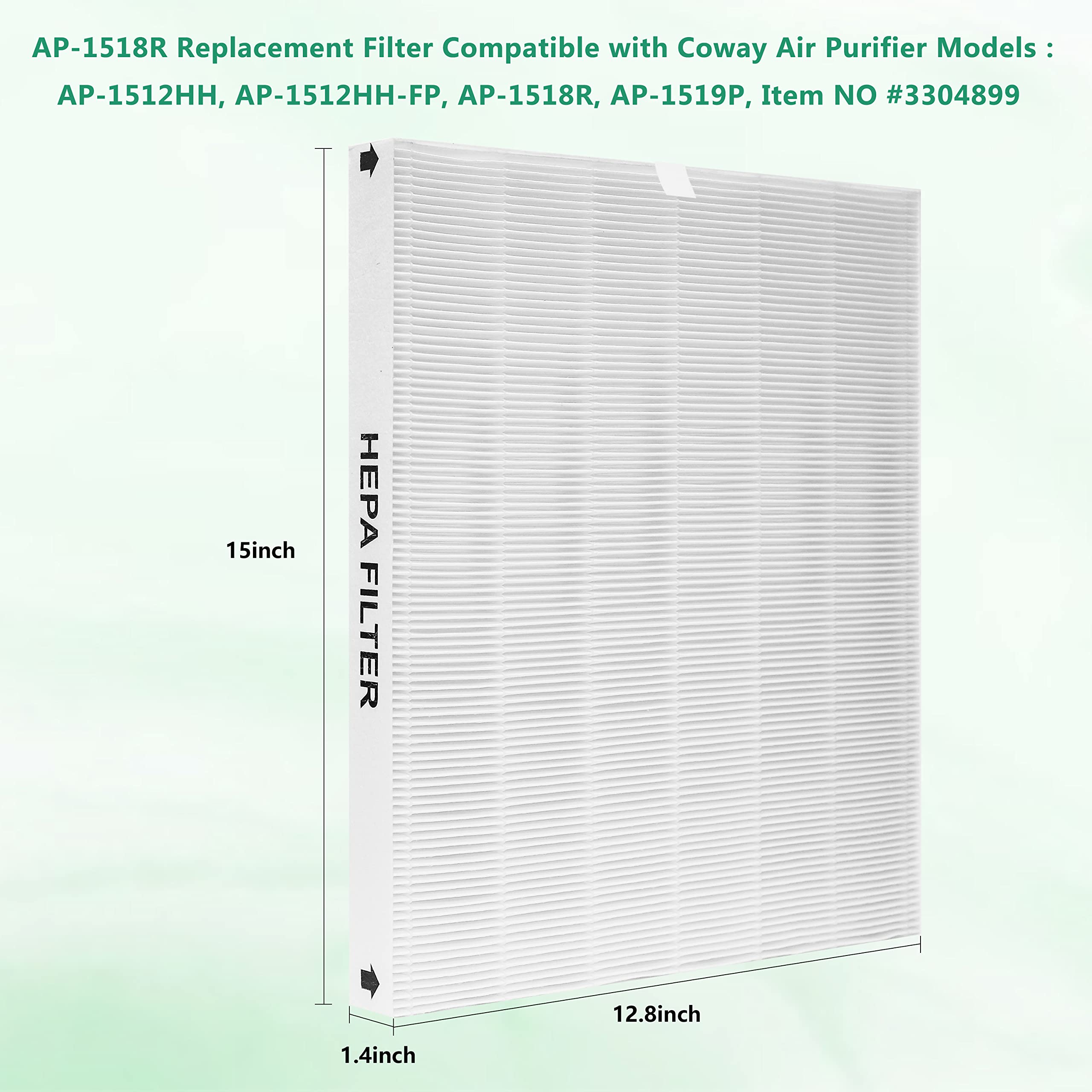 Nyingchi AP-1512HH HEPA Filter Replacement, Compatible with Coway AP-1512HH Mighty, AP-1512HH-FP, AP-1518R, AP-1519P Air Purifier, Item NO #3304899, Include 2 H13 HEPA Filters + 4 Odor Pre-filter