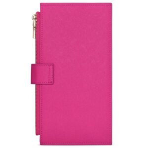 GOIACII Womens Wallet Rfid Blocking Bifold Credit Card Holder with 2 Zipper Pockets Fuchsia