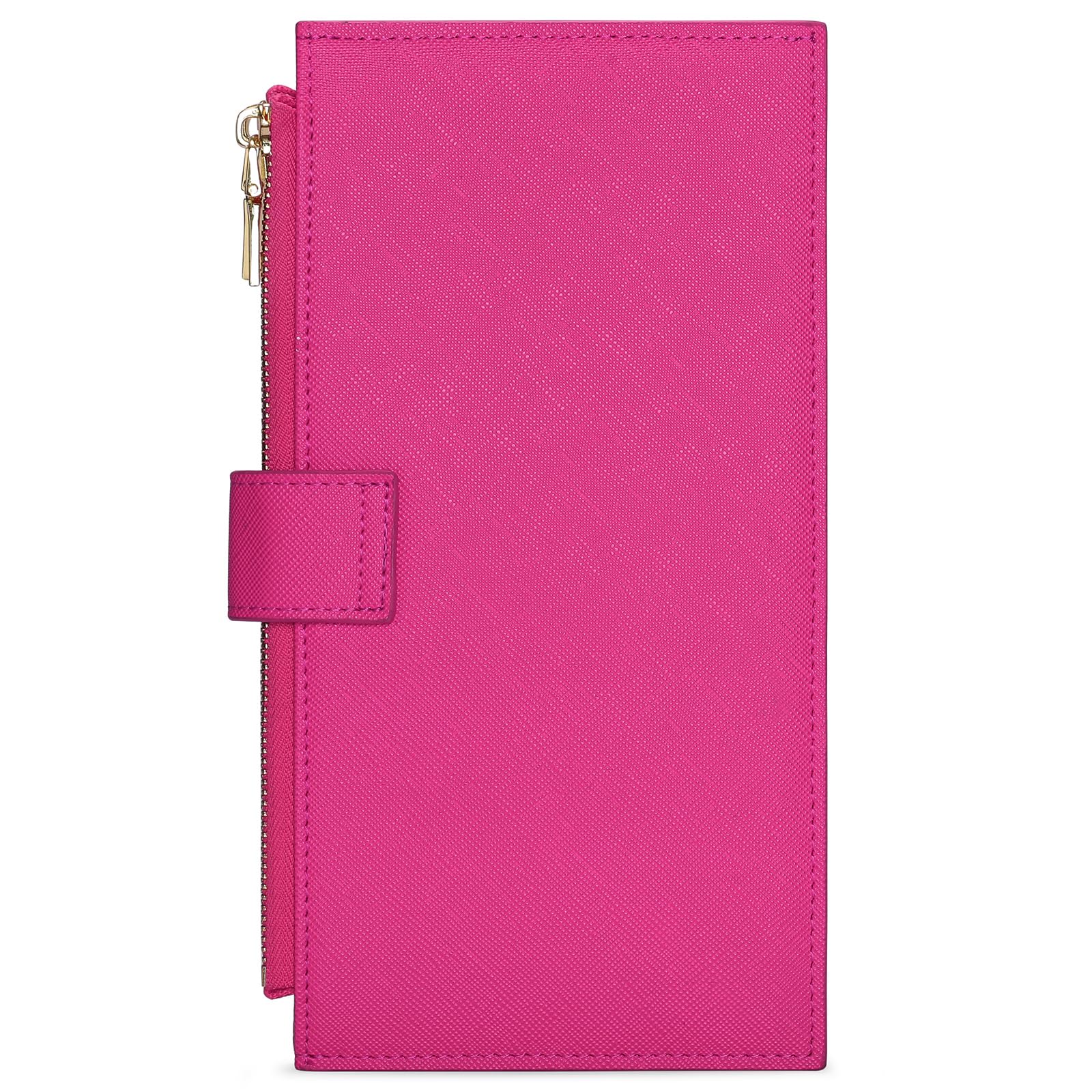 GOIACII Womens Wallet Rfid Blocking Bifold Credit Card Holder with 2 Zipper Pockets Fuchsia