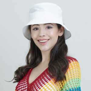 The Hat Depot Denim Cotton & Lightweight, Quick Dry Packable Bucket Sun Hat (L/XL, 2. Light - White)