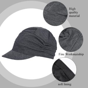 Geyoga 3 Pieces Soft Breathable Newsboy Cap for Women Chemo Headwear Women Oversized Slouch Hat with Brim for Women Ladies(Black, Gray, Navy Blue)