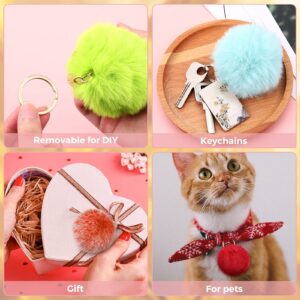 Hicarer 46 Pcs Pom Poms Keychains Faux Fur Ball Key Rings Fluffy Rabbit Fur Pompoms Keychains for Women Bag Accessories(2.36 Inch,Multicolored)