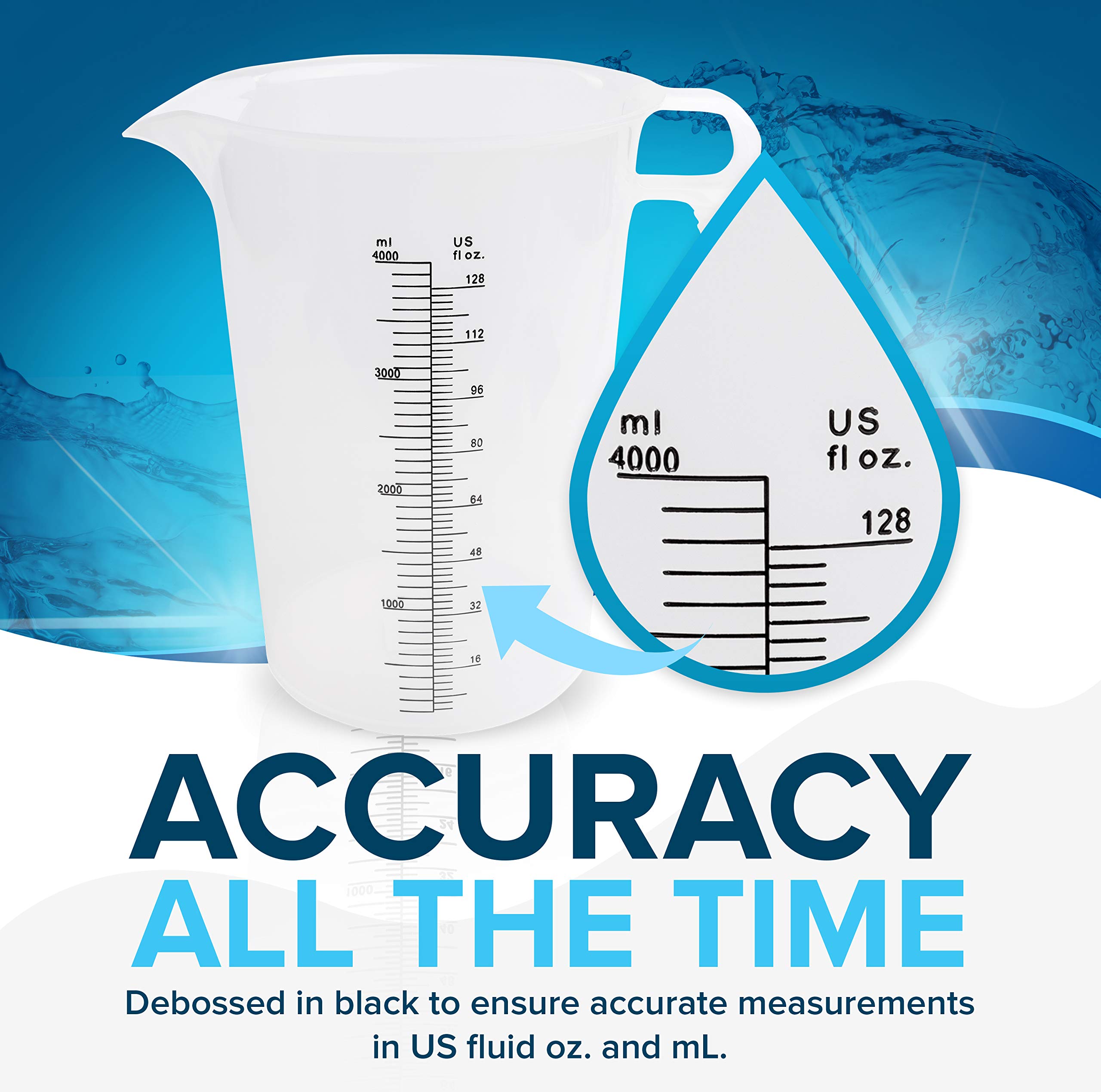 ACCUPOUR 8oz (250 mL) Measuring Pitcher, Plastic, Multipurpose - Great for Chemicals, Oil, Pool and Lawn - Ounce (oz) and Milliliter (mL) Increments (1 cup)