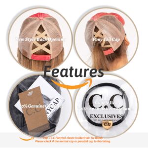 C.C Exclusives Washed Distressed Cotton Denim Criss-Cross Ponytail Hat Baseball Cap Bundle Hair Tie (KIDS-BT-931) (A Elastic Band-Crystal Ombre Mermaid-Kids)