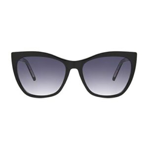 Sofia Vergara x Foster Grant Women's Sofia Sunglasses Cat Eye, Crystal Clear and Black, 55 mm