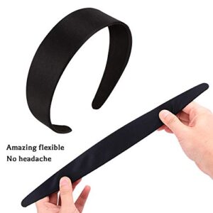 ANBALA Black Hard Headbands for Women, 5 Size Plain Headbands for Crafts - 5 Pack - 0.59-1.57 Inch - Non-slip High Elasticity Satin Headbands for Women Girls