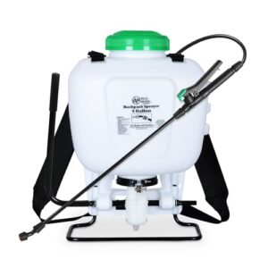 4-gallon backpack sprayer with padded shoulder strap for pests & weeds, watering garden, and spraying plants, in translucent white by realwork