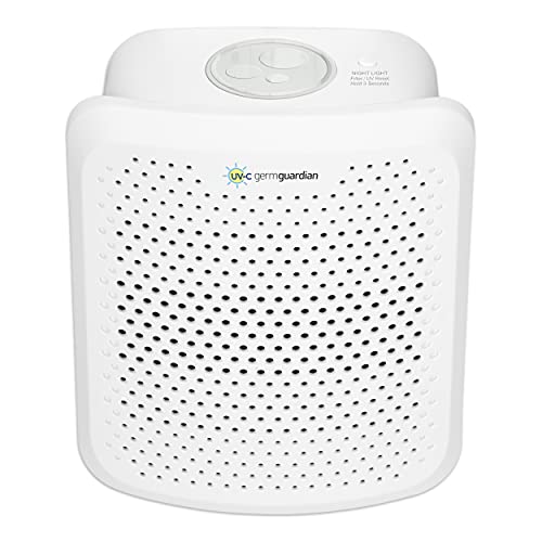 GermGuardian AC225W Pluggable Air Purifier with UV-C Light and Nightlight, Reduces Airborne Mold and Germs, Odor-Eliminating Aromatherapy Essential Oil Pad Included, 7-in Pluggable Air Purifier, White