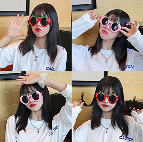 HIPIHOM 8Pcs Fruit Eyeglasses Luau Party Sunglasses Funny Sunglasses Dress Props for Hawaiian Beach Luau Theme Party Supplies