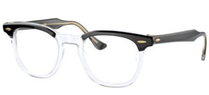 ray-ban rx5398 hawkeye square prescription eyewear frames, black on transparent/demo lens, 48 mm