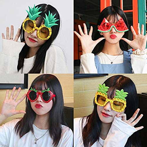 HIPIHOM 8Pcs Fruit Eyeglasses Luau Party Sunglasses Funny Sunglasses Dress Props for Hawaiian Beach Luau Theme Party Supplies