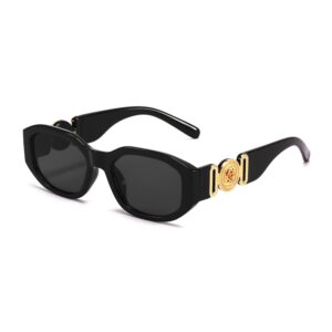 butaby rectangle sunglasses for women retro driving glasses 90’s vintage fashion irregular frame uv400 protection black