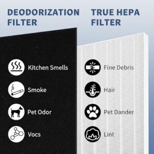 C545 True HEPA Replacement Filter S Compatible with Winix C545 Air Purifier Replacement for Winix S Filter 1712-0096-00 and 2522-0058-00, Funmit 2 x True HEPA Filter + 8 x Activated Carbon Pre-Filter