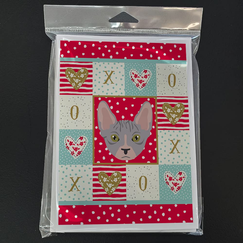 Caroline's Treasures CK5088GCA7P Bambino Cat Love Greeting Cards and Envelopes Pack of 8, Red Blank Cards with Envelopes Whimsical A7 Size 5x7 Blank Note Cards