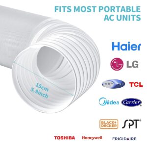 80" Length 5.9 Inch Diameter Portable Air Conditioner Hose, AC Exhaust Hose Anti-Clockwise Thread Air Conditioner Parts Compatible with Haier, Delonghi and More (Anti-Clockwise 5.9 inch)