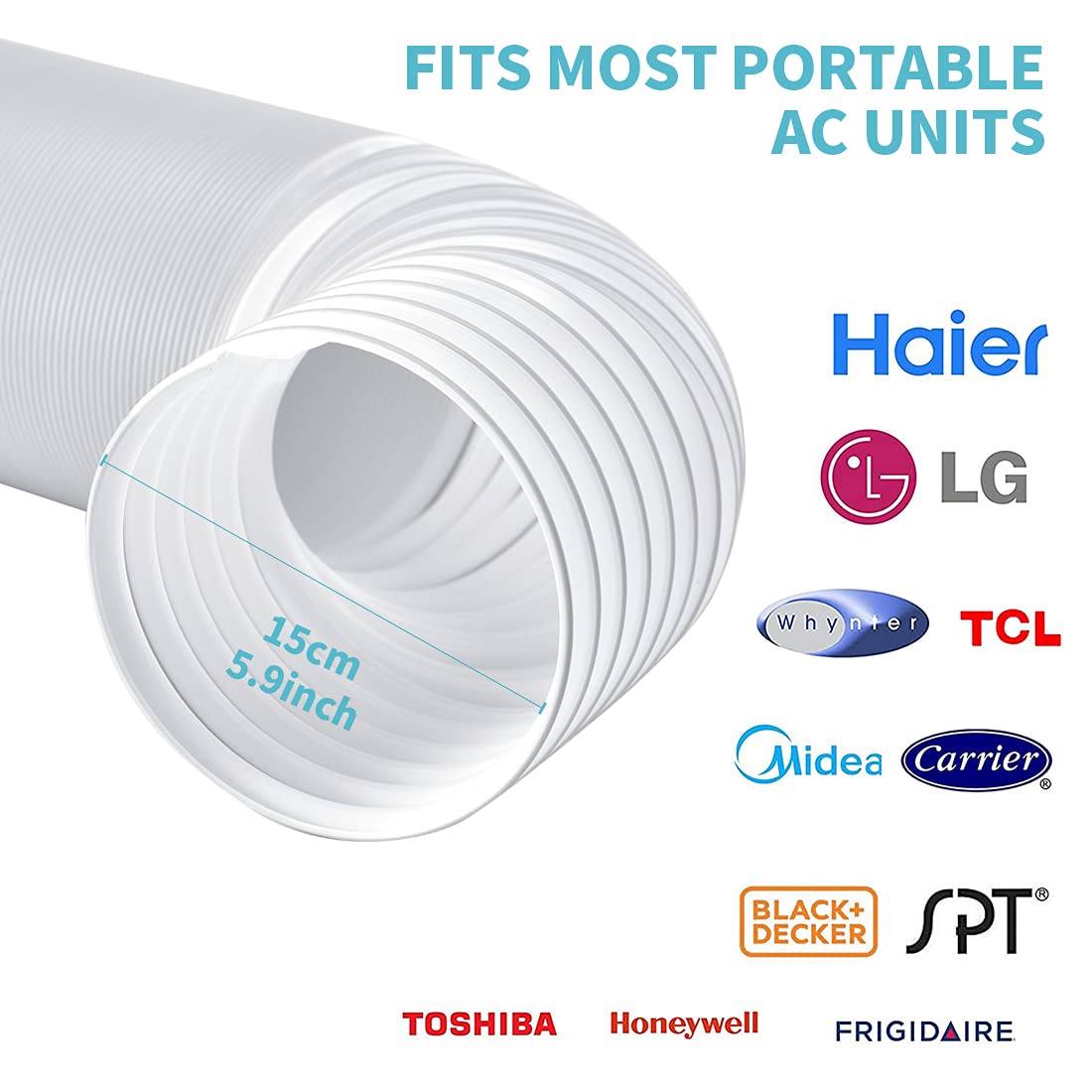 80" Length 5.9 Inch Diameter Portable Air Conditioner Hose, AC Exhaust Hose Anti-Clockwise Thread Air Conditioner Parts Compatible with Haier, Delonghi and More (Anti-Clockwise 5.9 inch)