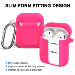 MOLOPPO Case Cover Compatible with AirPods, Soft Silicone Protective Cover with Keychain for Women Men Compatible with Apple AirPods 2nd 1st Generation Charging Case, Front LED Visible- Rose Pink