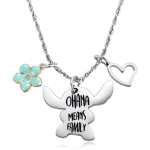 Ralukiia Ohana Means Family Necklace Stitch Necklaces Jewelry Gifts for Lilo and Stitch Fans