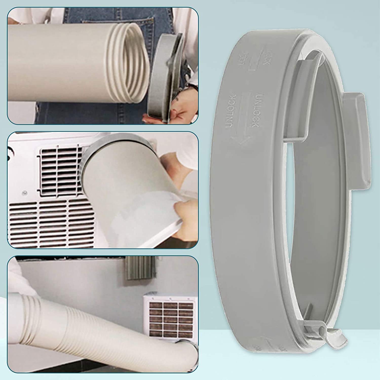 5.9 inch / 6 inch Portable Air Conditioner Exhaust Hose Coupler with Package Plate Window Adapter Tube Adapter Exhaust Hose Connector for Portable Air Conditioner (5.9'' Round mouth white)