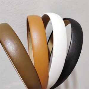 4 Pack Leather Headband Non-slip Fashion Wide Headband for Women Simple Headband Hairbands Hair Hoop Solid Color Soft PU Head Bands for Women Girls