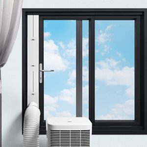 Kerykwan Portable Air Conditioner Window Vent Kit with 5.9” Exhaust Hose Adjustable Portable AC Window Kit for Ducting Universal Portable AC Seal Panel for Horizontal&Vertical Window